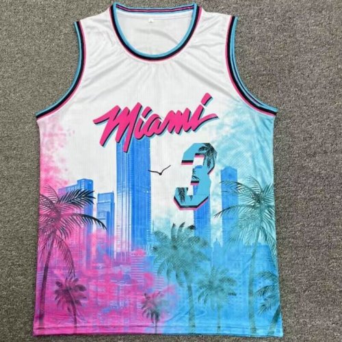 Maillot de Basket #3 Wade Miami heat Hip hop basketball print